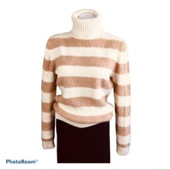 Sold sold Daniel Bishop 100% Cashmere Turtleneck Sweater Tan Ivory size - Picture 1 of 9